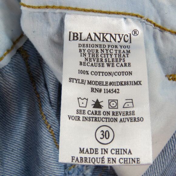 Blank NYC Caribbean Blue Shorts Front Tie Paperbag Jean Shorts Cut Off 30" - Picture 9 of 9